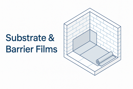 Substrate & Barrier Films - Moisture barrier membrane installed on wall/floor